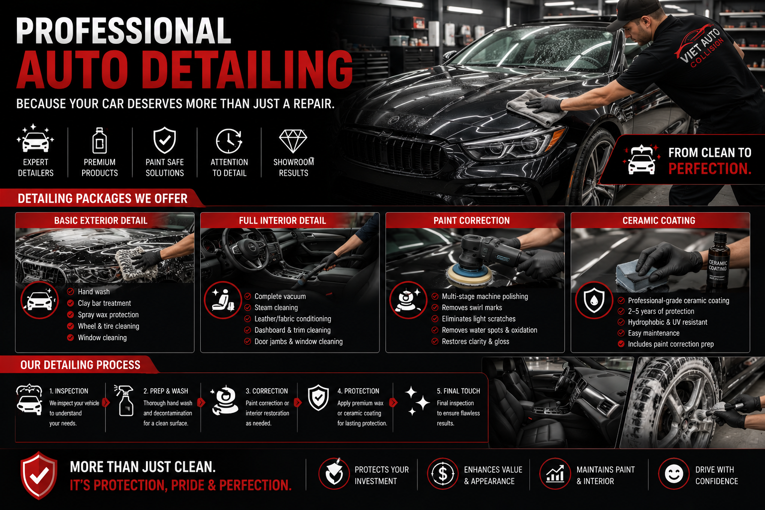Auto detailing service at Viet Auto Collision