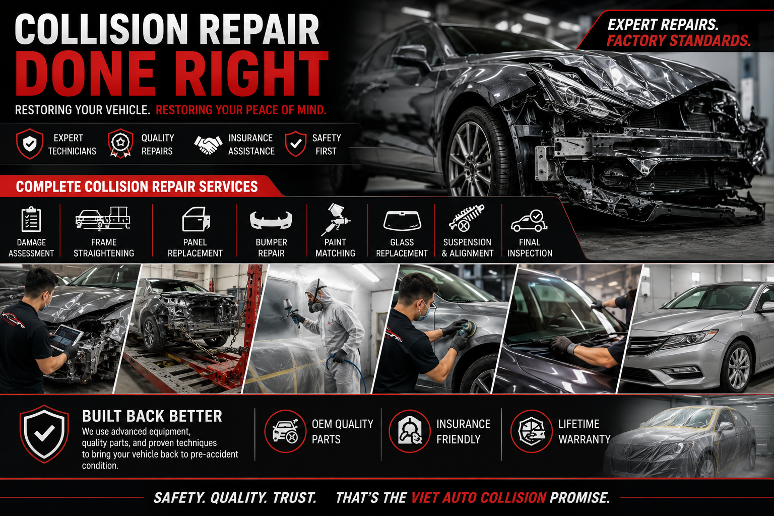 Collision repair service at Viet Auto Collision