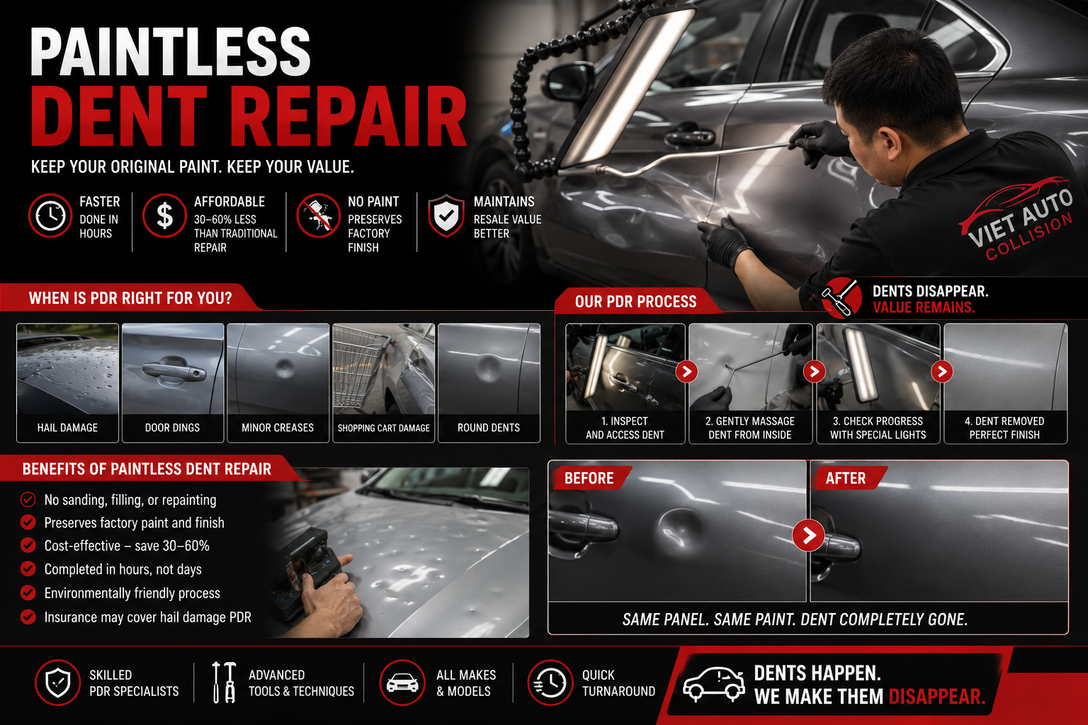 Dent removal service at Viet Auto Collision