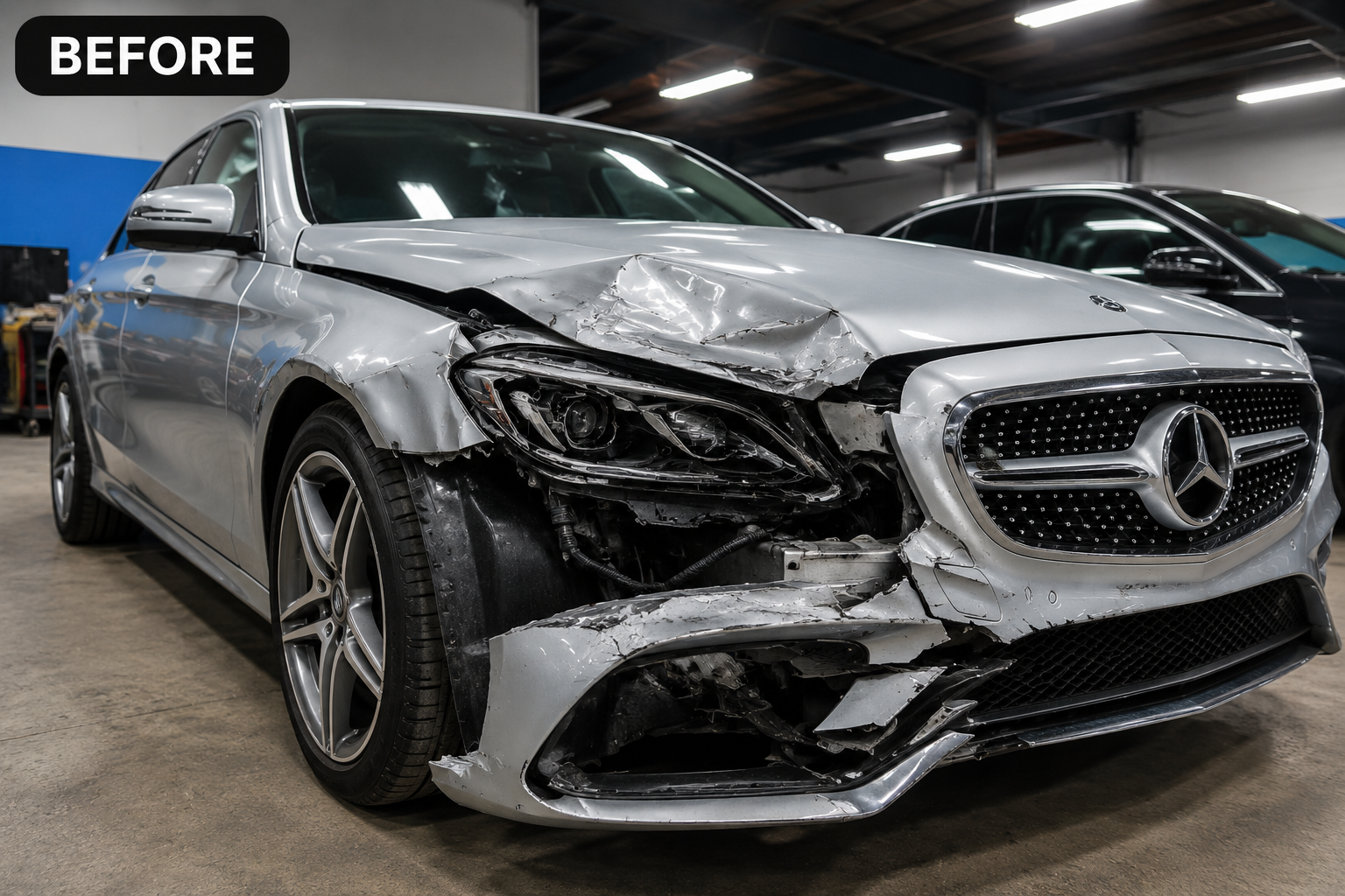 Before repair - Luxury Vehicle Front-End Repair