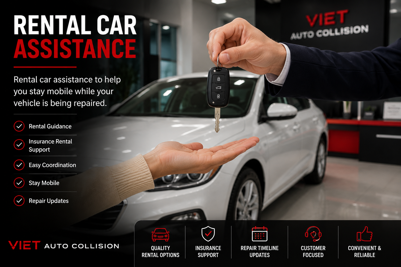 Rental car assistance at Viet Auto Collision