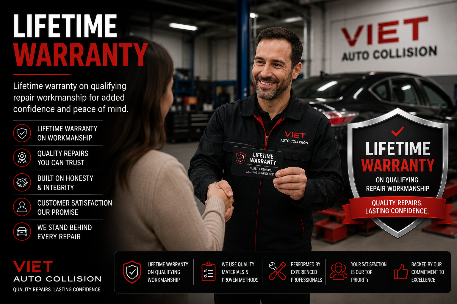 Workmanship warranty service at Viet Auto Collision