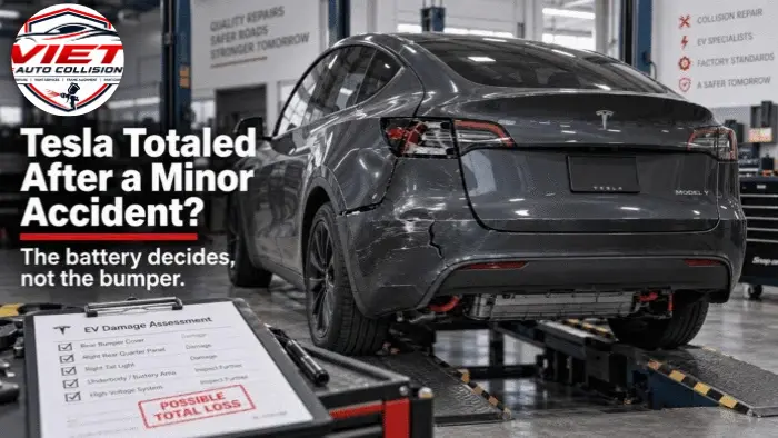 Your Tesla Got a Small Dent and Insurance Wants to Total It. Here’s Why the Battery Decides, Not the Bumper. — Viet Auto Collision Blog